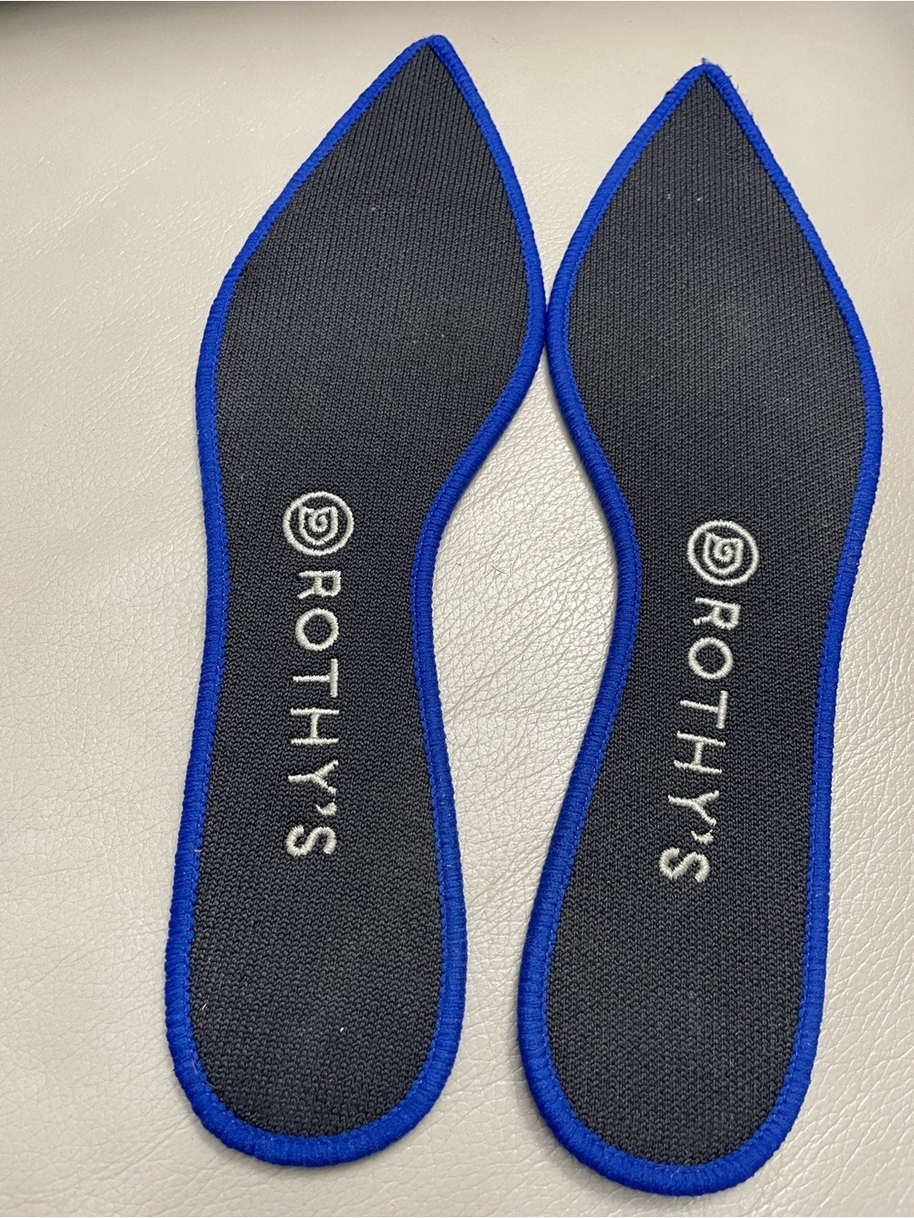 Rothy's Black Removable Insoles with Blue Edging Sz.9.5